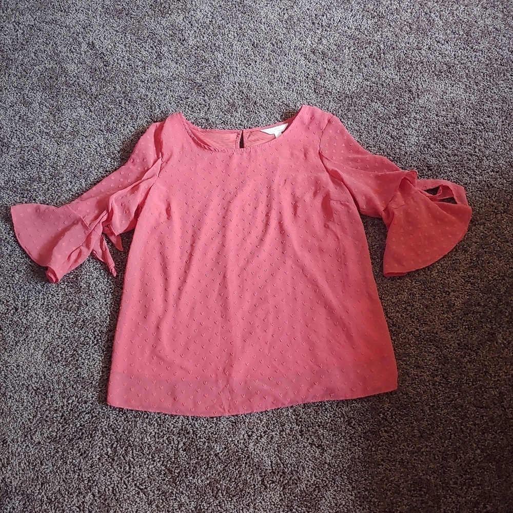Lc Lauren Conrad peachy colored bell sleeve top